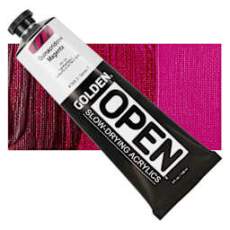 Golden Open Acrylic - Quinacridone Magenta, 5 oz Tube and swatch