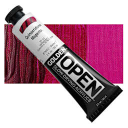 Golden Open Acrylic - Quinacridone Magenta, 2 oz Tube and swatch