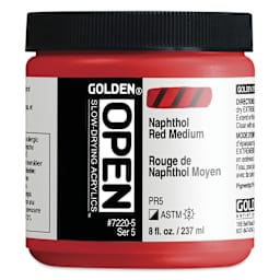 Golden Open Acrylics - Naphthol Red Medium, 8 oz Jar