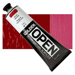 Golden Open Acrylic - Pyrrole Red Dark, 5 oz Tube and swatch