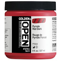 Golden Open Acrylics - Pyrrole Red Dark, 8 oz Jar