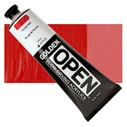 Golden Open Acrylic - Pyrrole Red, 5 oz Tube and swatch