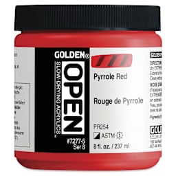 Golden Open Acrylics - Pyrrole Red, 8 oz Jar