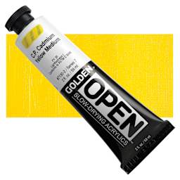 Golden Open Acrylic - Cadmium Yellow Medium, 2 oz Tube and swatch