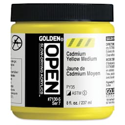 Golden Open Acrylics - Cadmium Yellow Medium, 8 oz Jar