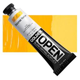 Golden Open Acrylic - Diarylide Yellow, 2 oz Tube and swatch