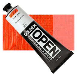 Golden Open Acrylic - Pyrrole Orange, 5 oz Tube and swatch