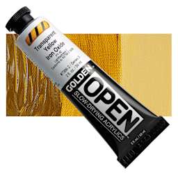Golden Open Acrylic - Transparent Yellow Iron Oxide, 2 oz Tube and swatch