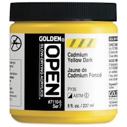Golden Open Acrylics - Cadmium Yellow Dark, 8 oz Jar