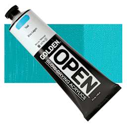 Golden Open Acrylic - Teal, 5 oz Tube and swatch