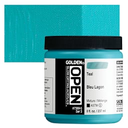 Golden Open Acrylic - Teal, 8 oz Jar and swatch