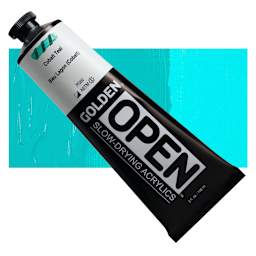 Golden Open Acrylics - Cobalt Teal, 5 oz Tube and swatch