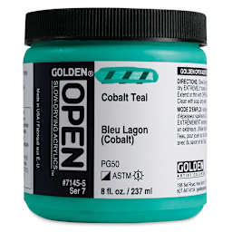 Golden Open Acrylics - Cobalt Teal, 8 oz Jar