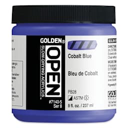 Golden Open Acrylics - Cobalt Blue, 8 oz Jar