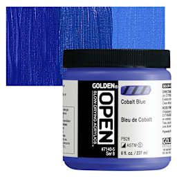 Golden Open Acrylic - Cobalt Blue, 8 oz Jar and swatch
