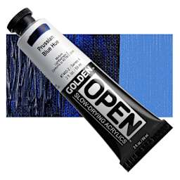 Golden Open Acrylic - Prussian Blue Hue, 2 oz Tube and swatch