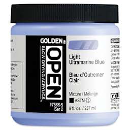 Golden Open Acrylics - Light Ultramarine Blue, 8 oz Jar