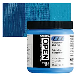 Golden Open Acrylic - Manganese Blue Hue, 8 oz Jar and swatch