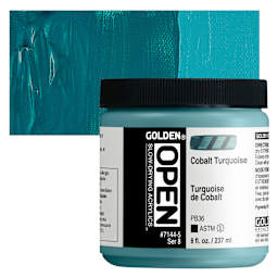 Golden Open Acrylic - Cobalt Turquoise, 8 oz Jar and swatch