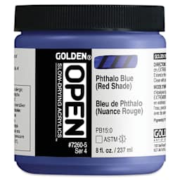 Golden Open Acrylics - Phthalo Blue (Red Shade), 8 oz Jar
