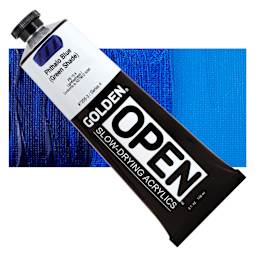 Golden Open Acrylic - Phthalo Blue (Green Shade), 5 oz Tube and swatch