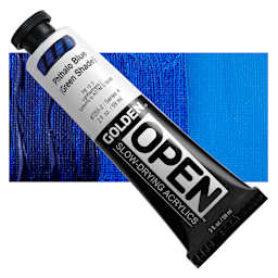 Golden Open Acrylic - Phthalo Blue (Green Shade), 2 oz Tube and swatch