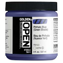 Golden Open Acrylics - Phthalo Blue (Green Shade), 8 oz Jar