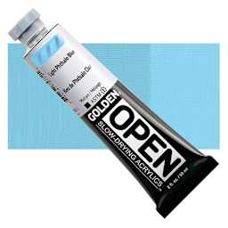 Golden Open Acrylics - Light Phthalo Blue, 2 oz Tube and swatch