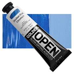 Golden Open Acrylic - Cerulean Blue Chromium, 2 oz Tube and swatch