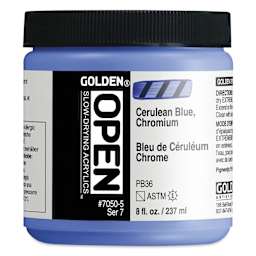 Golden Open Acrylics - Cerulean Blue Chromium, 8 oz Jar