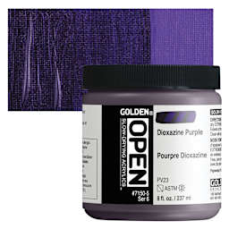 Golden Open Acrylic - Dioxazine Purple, 8 oz Jar and swatch