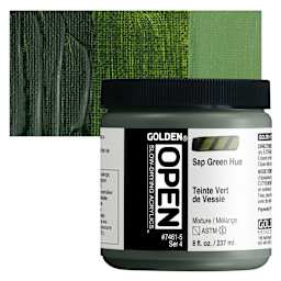 Golden Open Acrylic - Sap Green Hue, 8 oz Jar and swatch