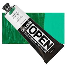Golden Open Acrylic - Permanent Green Light, 5 oz Tube and swatch