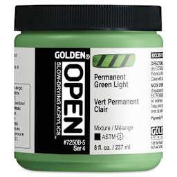 Golden Open Acrylics - Permanent Green Light, 8 oz Jar
