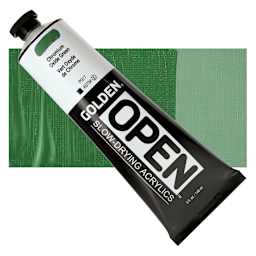 Golden Open Acrylic - Chromium Oxide Green, 5 oz Tube and swatch
