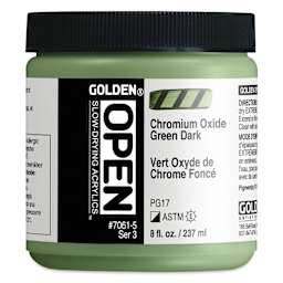 Golden Open Acrylics - Chromium Oxide Green Dark, 8 oz Jar