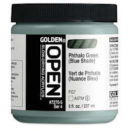 Golden Open Acrylics - Phthalo Green (Blue Shade), 8 oz Jar