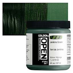 Golden Open Acrylic - Jenkins Green, 8 oz Jar and swatch