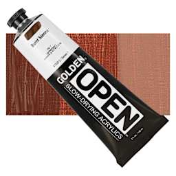 Golden Open Acrylic - Burnt Sienna, 5 oz Tube and swatch