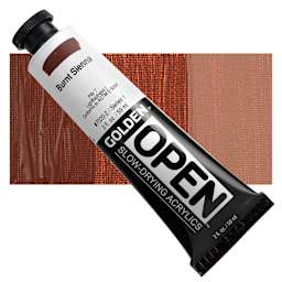Golden Open Acrylic - Burnt Sienna, 2 oz Tube and swatch