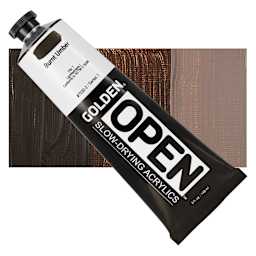 Golden Open Acrylic - Burnt Umber, 5 oz Tube and swatch