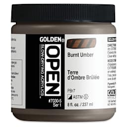 Golden Open Acrylics - Burnt Umber, 8 oz Jar