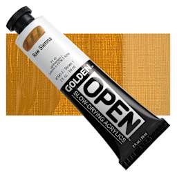 Golden Open Acrylic - Raw Sienna, 2 oz Tube and swatch