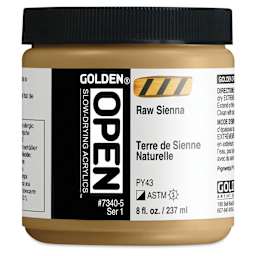 Golden Open Acrylics - Raw Sienna, 8 oz Jar