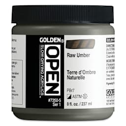 Golden Open Acrylics - Raw Umber, 8 oz jar