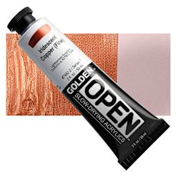 Golden Open Acrylic - Iridescent Copper (Fine), 2 oz Tube and swatch