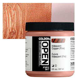 Golden Open Acrylic - Iridescent Copper (Fine), 8 oz Jar and swatch