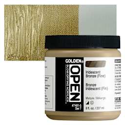 Golden Open Acrylic - Iridescent Bronze (Fine), 8 oz Jar and swatch