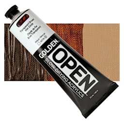 Golden Open Acrylic - Transparent Brown Iron Oxide, 5 oz Tube and swatch