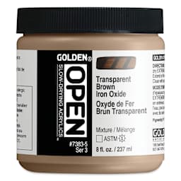 Golden Open Acrylics - Transparent Brown Iron Oxide, 8 oz Jar